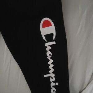 Champion Black Joggers with Red and White Logo